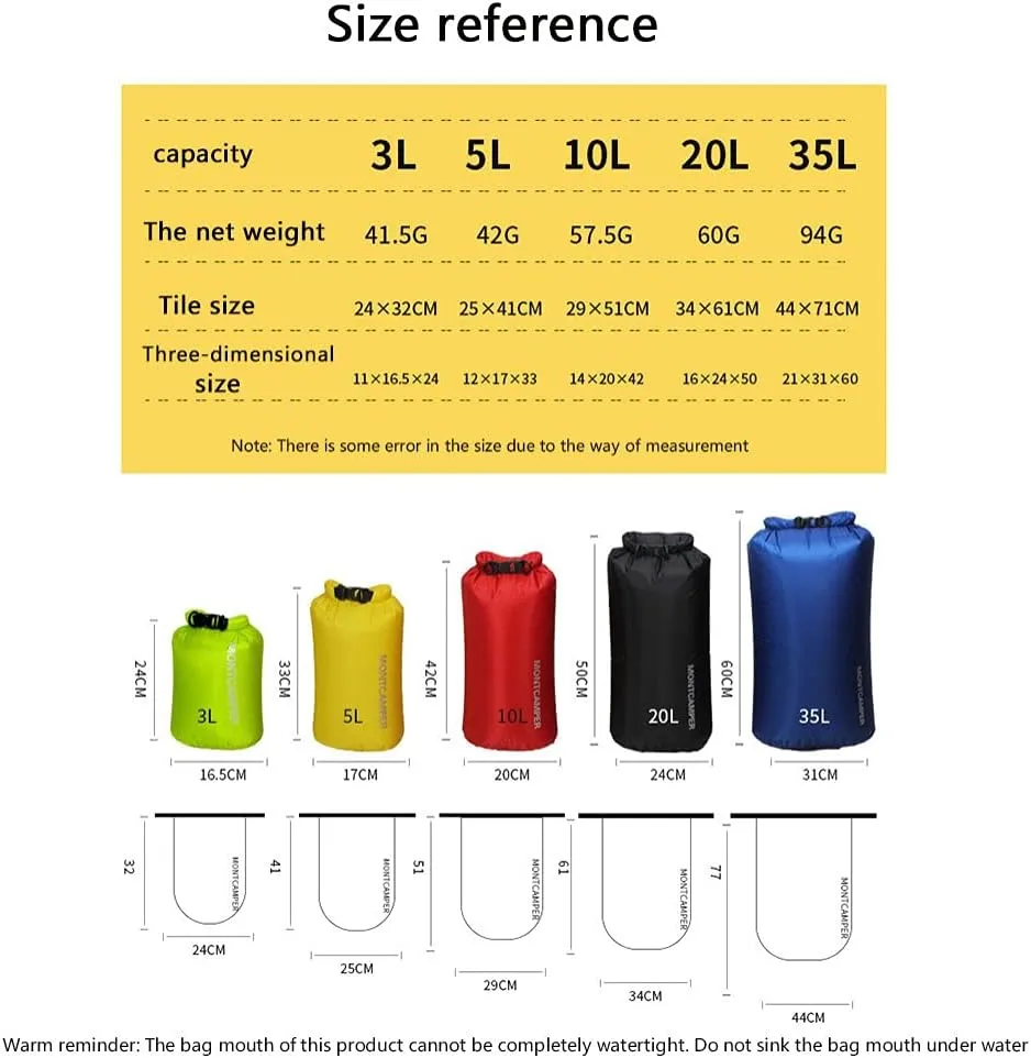 1 PCS Floating Waterproof Dry Bag, 3L/5L/10L/20L/35L Lightweight Waterproof Bag Drybag Sack for Beach, Fishing, Kayaking, Boating, Hiking, Camping