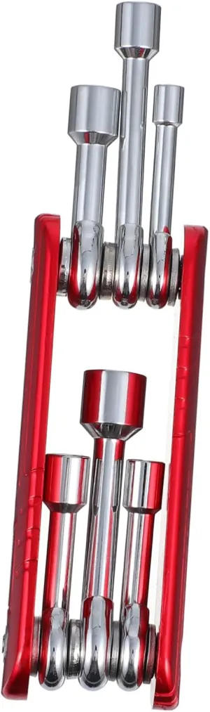 1 Set 6 in 1 Folding Socket Wrench Bike Repair Tool Kit Portable Mechanic Tools Chrome-vanadium Steel
