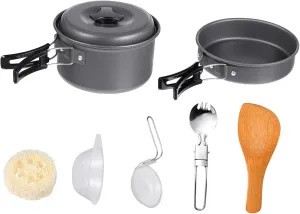 1 Set Portable Outdoor Cooking Utensils Compact Person Camping Cookware Kit Lightweight Durable Cooking Tools for Picnic Hiking and Outdoor Activities