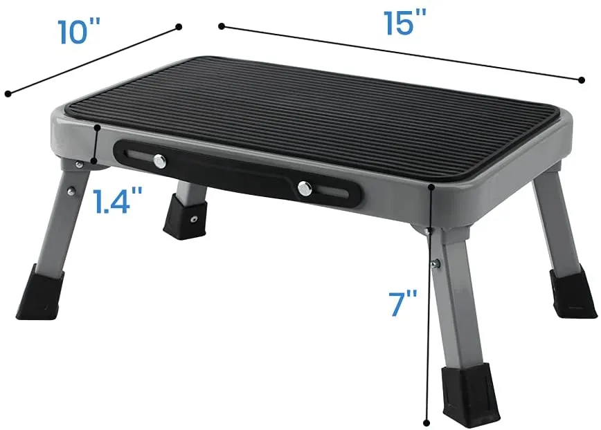 1-Step 330lbs Capacity Folding Metal Step Stool, Portable Step Ladder, Non-Slip, Sturdy