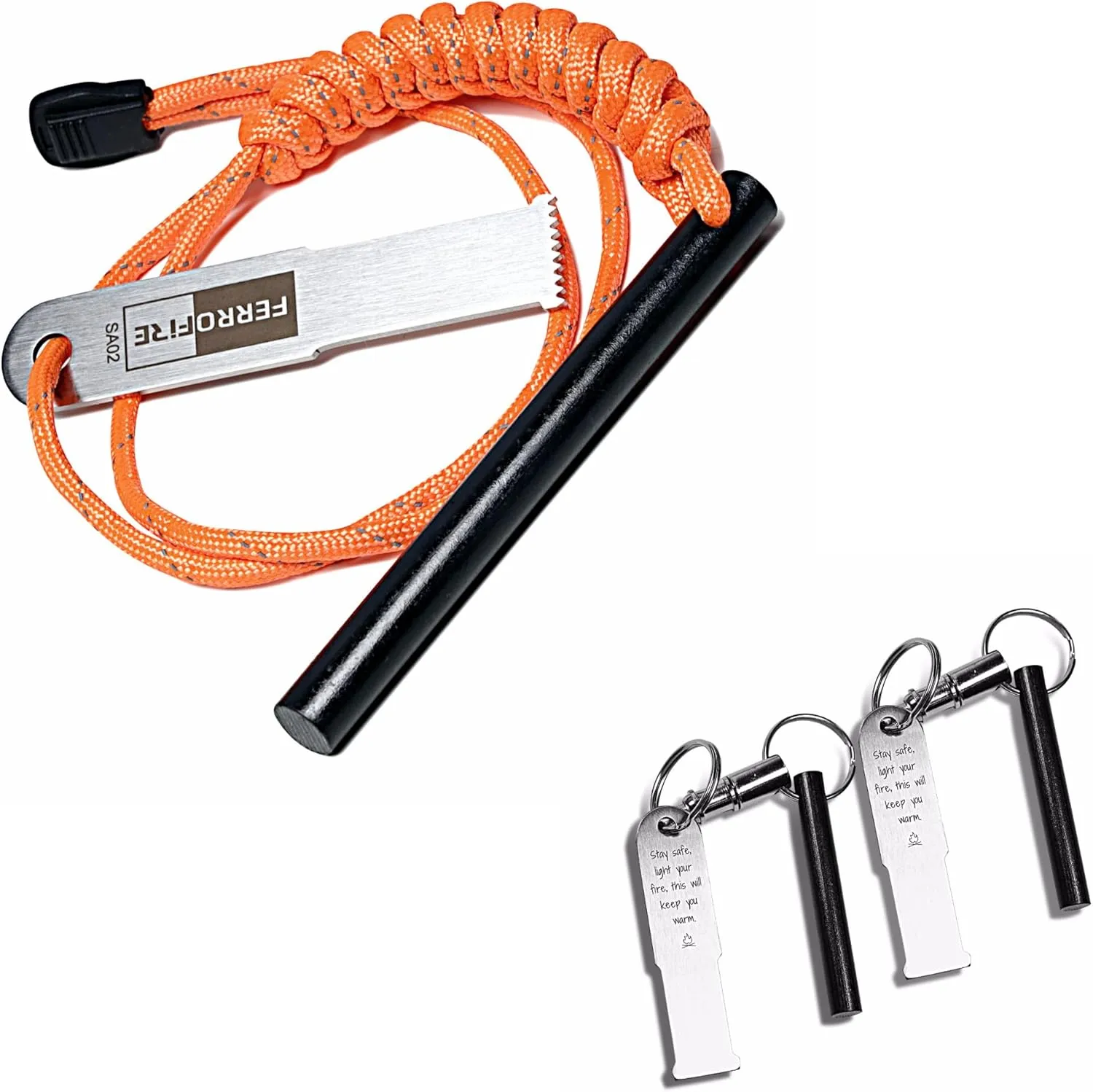 1 x FS384   2 x Quick Release Keychain Fire Starter