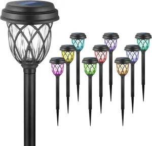 10 Pack Color Changing Solar Lights Outdoor Decorative for Garden Pathway Walkway, Solar Outdoor Decorations for Patio Garden Christmas.