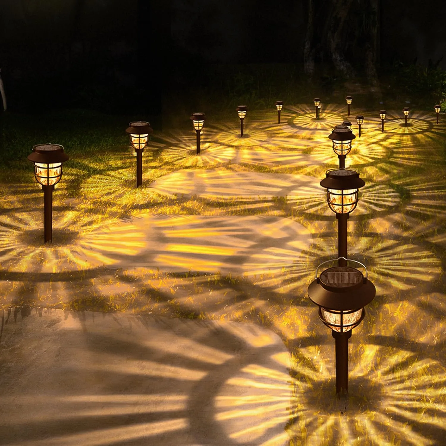 10 Pack Solar Pathway Lights Outdoor- Bright Solar Powered Garden Light with 3000K Warm LED, Auto On/Off Waterproof Path Lights Decorative, Landscape Lighting for Yard Patio Walkway Driveway