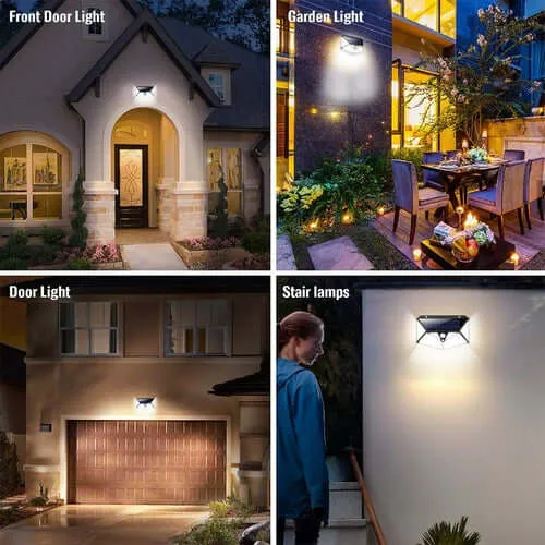 100-LED Solar-Powered Wall Light with 4 Adaptive Modes and PIR Motion Sensor: Waterproof