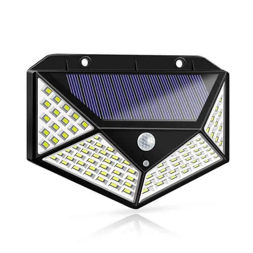 100-LED Solar-Powered Wall Light with 4 Adaptive Modes and PIR Motion Sensor: Waterproof