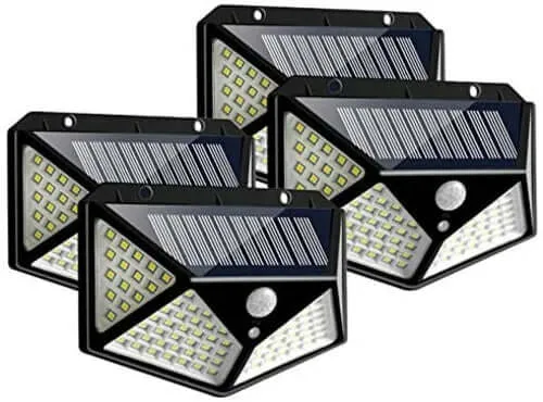 100-LED Solar-Powered Wall Light with 4 Adaptive Modes and PIR Motion Sensor: Waterproof