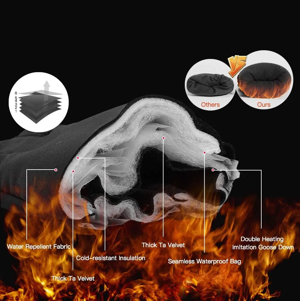 100% Waterproof Winter Gloves -30℉ Warm Windproof All Fingers Touch Screen Gloves for Men Skiing and Outdoor Work