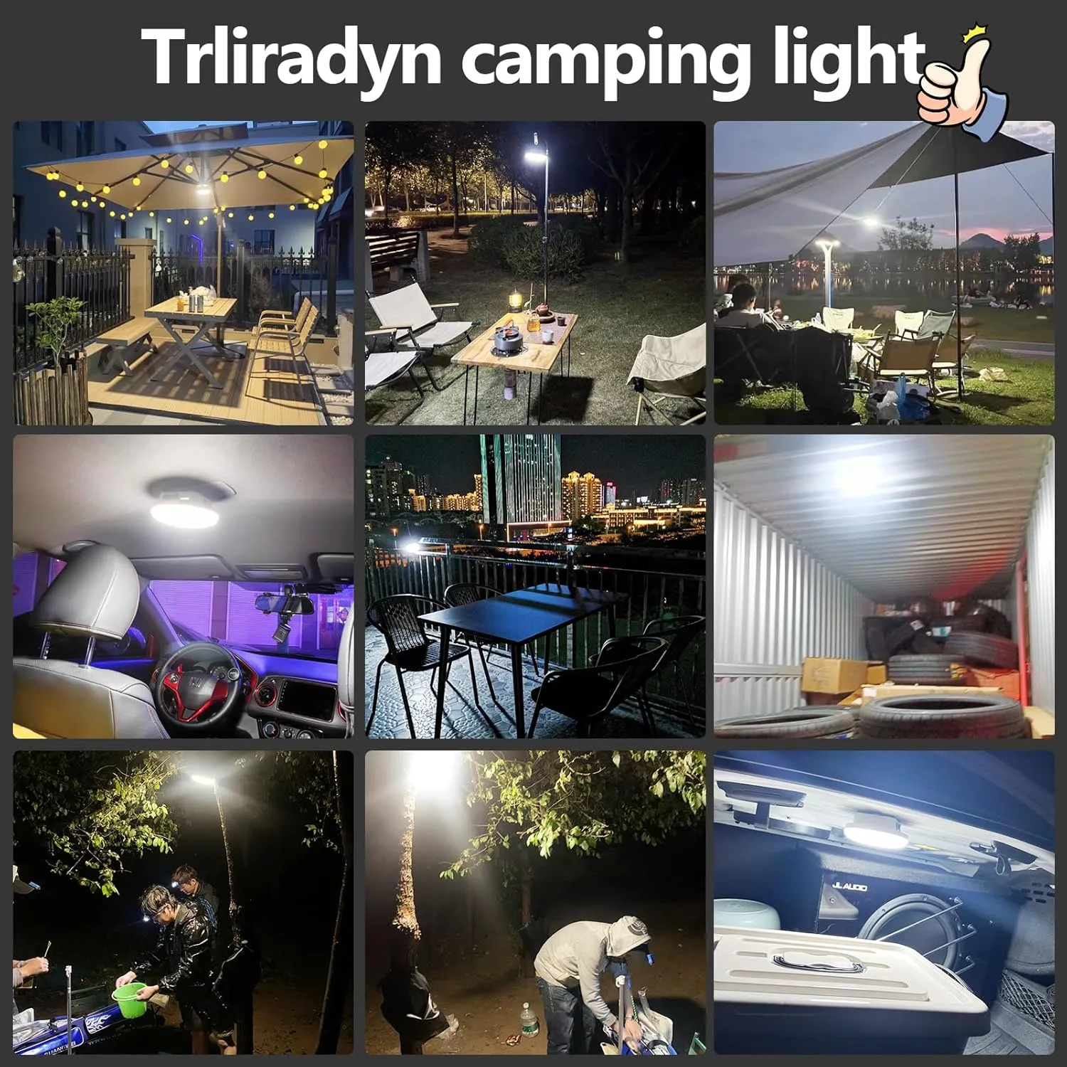 10000mAh Rechargeable Tent Light 3 Lighting Modes, 4000LM LED Portable Camping Lantern, IPX5 Waterproof, 30W Hanging Tent Light with Magnet, for Emergency & Gift