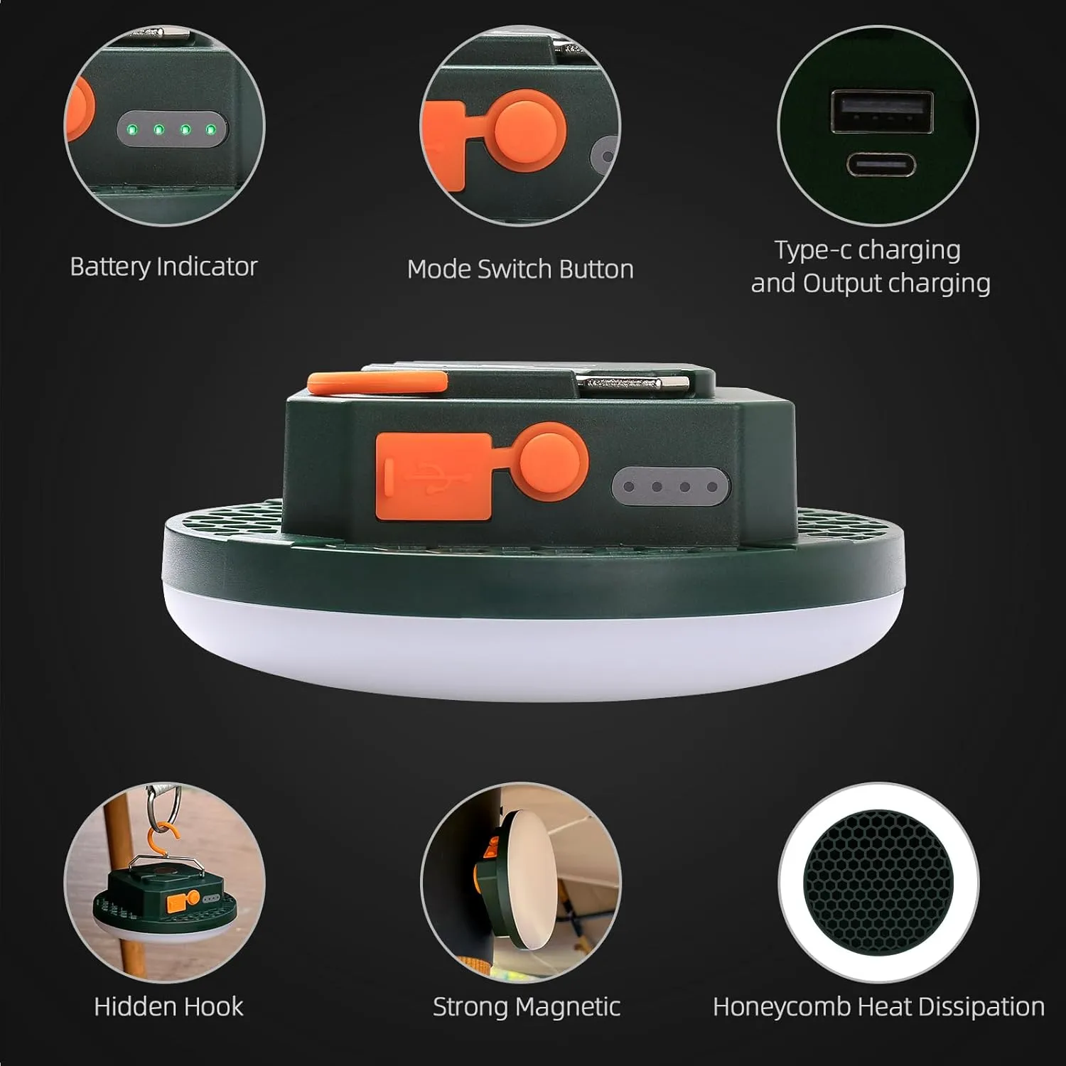 10000mAh Rechargeable Tent Light 3 Lighting Modes, 4000LM LED Portable Camping Lantern, IPX5 Waterproof, 30W Hanging Tent Light with Magnet, for Emergency & Gift