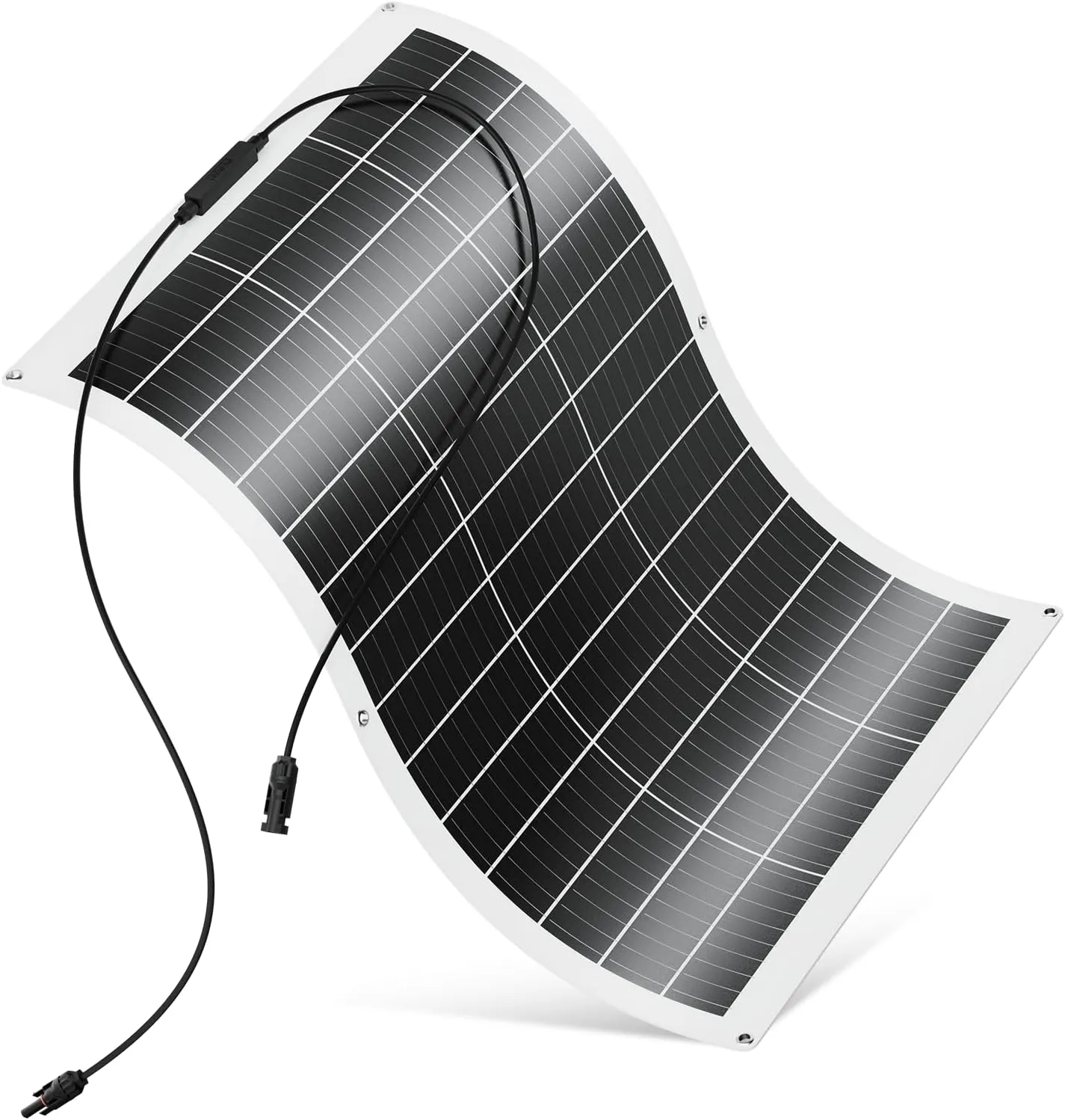 100W Flexible Solar Panel, 12V Monocrystalline Lightweight High Efficiency Bendable Mountable for RV Roofs Boats Camper Caravan Cabin Trailer Battery Charge Off- Grid System Uneven Surfaces