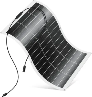 100W Flexible Solar Panel, 12V Monocrystalline Lightweight High Efficiency Bendable Mountable for RV Roofs Boats Camper Caravan Cabin Trailer Battery Charge Off- Grid System Uneven Surfaces