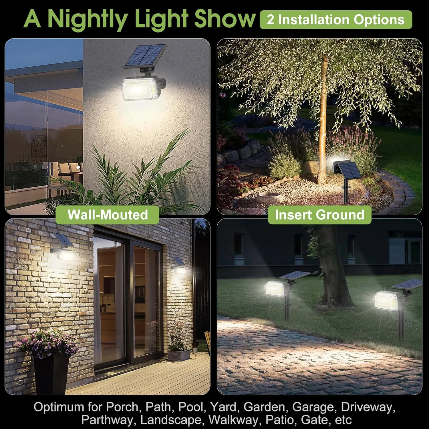 102 LED Solar Spot Lights Outdoor Waterproof IP65, Adjustable Landscape Spotlights, [8 Pack/4 Modes] Auto On/Off Solar Powered Flood Lights for Outside Yard Garden Wall Pathway (Cool White)