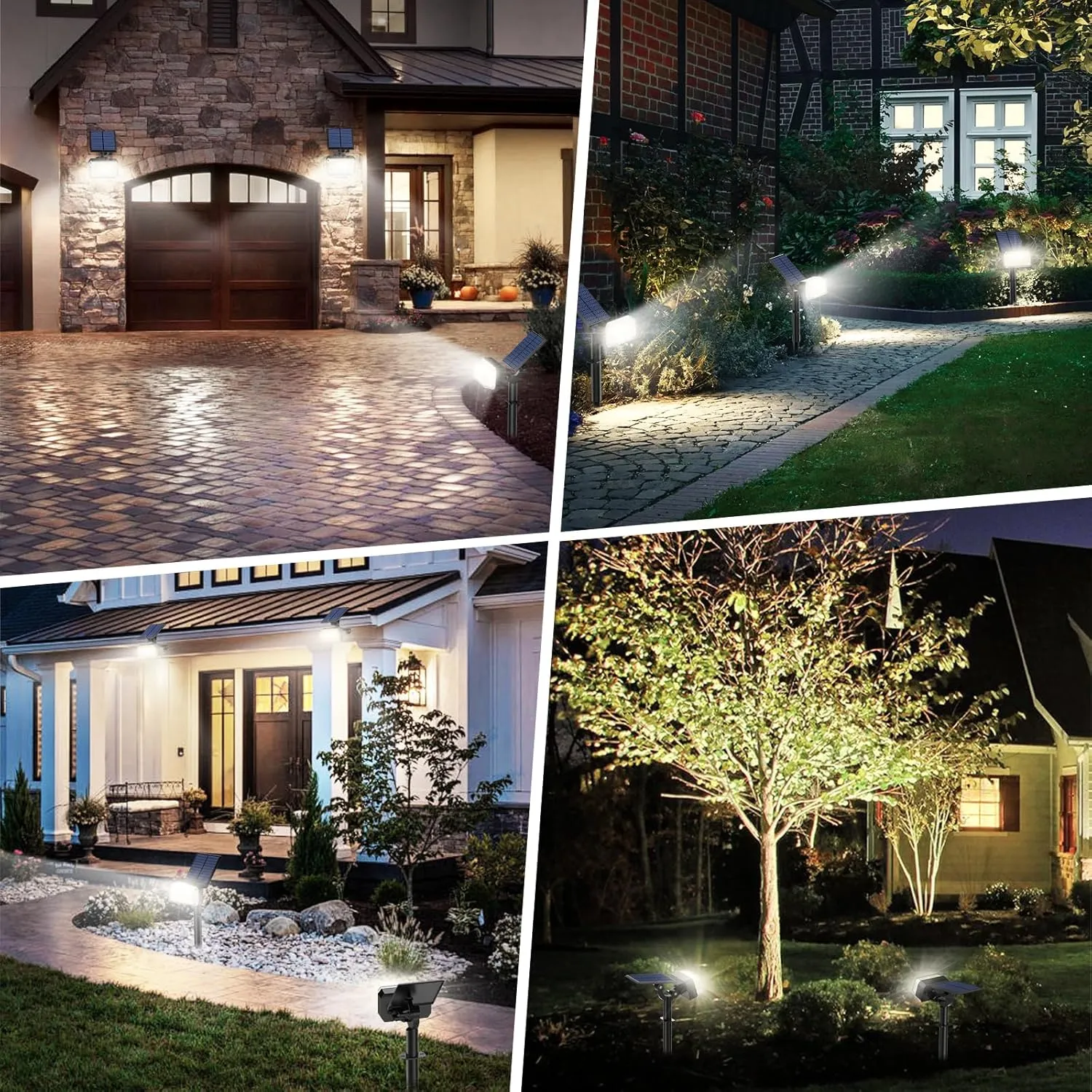 102 LED Solar Spot Lights Outdoor Waterproof IP65, Adjustable Landscape Spotlights, [8 Pack/4 Modes] Auto On/Off Solar Powered Flood Lights for Outside Yard Garden Wall Pathway (Cool White)