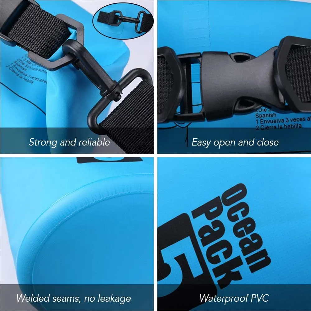 10L / 15L / 20L / 30L Outdoor Waterproof Dry Backpack Water Floating Bag Roll Top Sack for Kayaking Rafting Boating River Trekking