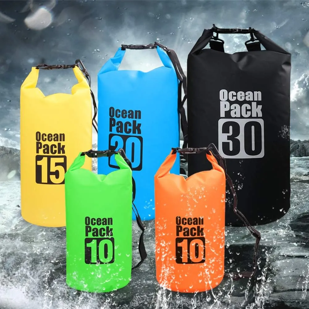 10L / 15L / 20L / 30L Outdoor Waterproof Dry Backpack Water Floating Bag Roll Top Sack for Kayaking Rafting Boating River Trekking