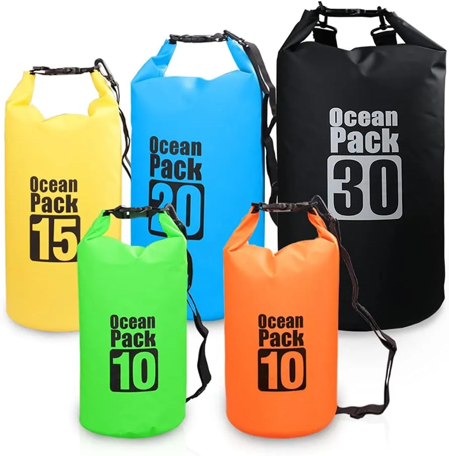 10L / 15L / 20L / 30L Outdoor Waterproof Dry Backpack Water Floating Bag Roll Top Sack for Kayaking Rafting Boating River Trekking