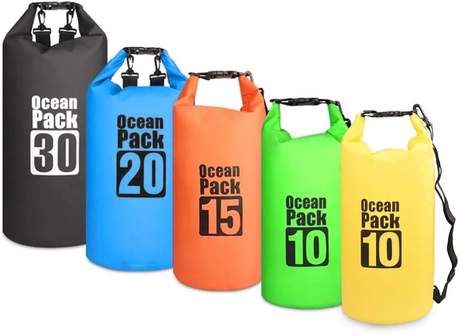 10L / 15L / 20L / 30L Outdoor Waterproof Dry Backpack Water Floating Bag Roll Top Sack for Kayaking Rafting Boating River Trekking