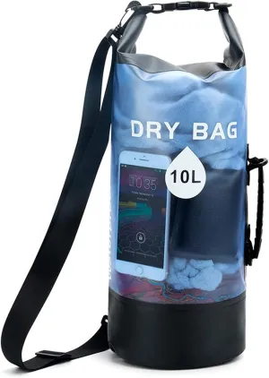 10L/20L Roll Top Dry Compression Sack, Translucency Waterproof Dry Bag, Keep Gear Dry Clean, for Swimming, Kayak, Rafting & Boating (Color : Blue, Size : 10l)