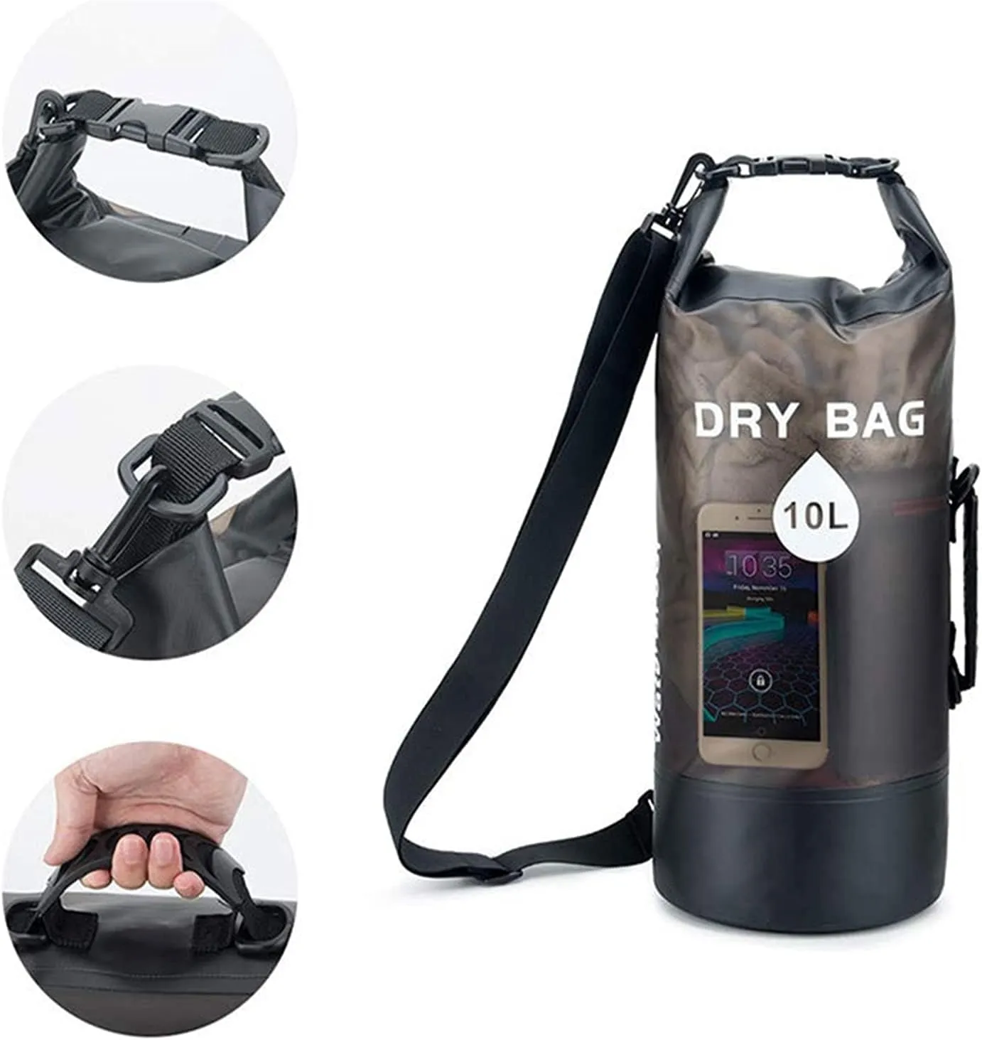 10L/20L Roll Top Dry Compression Sack, Translucency Waterproof Dry Bag, Keep Gear Dry Clean, for Swimming, Kayak, Rafting & Boating (Color : Blue, Size : 10l)