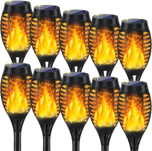 10Pack Solar Lights Outdoor, Solar Torch Lights Outdoor Flickering Flame for Outdoor Decorations, Waterproof Garden Light Solar Powered , Torches Flame Light for Outside Yard Patio Lawn Garden Decor