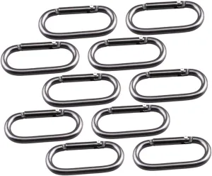 10Pcs Portable Hanging Buckles Mini Oval Type Clips for Kettle and Bag Lightweight Hooks for Camping Travel and Daily Use Black