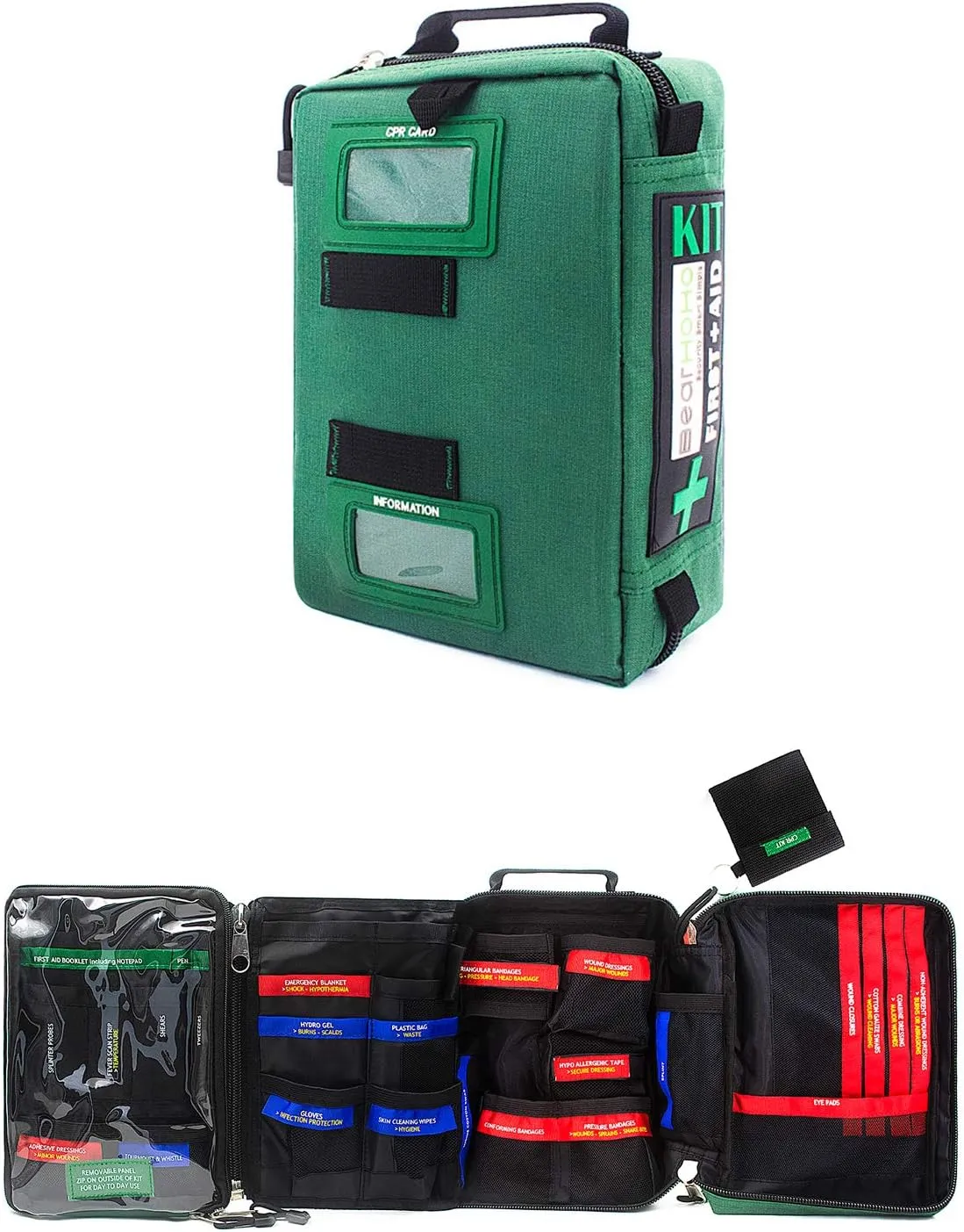11''x7'' Big Size Survival First Aid Kit Empty Emergency Trauma Bag Medical Kit with Labeled Compartments for Boat Car Camping Hiking Travel & Backpacking