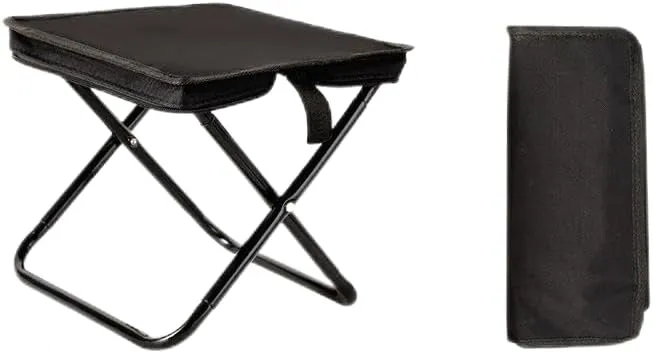 12 in Mini Folding Stool, Small Portable Folding Chair, Small Camping Stool Mortable Stool Can Hold Up to 240 Lbs, for Travel, Picnic, Hiking, Fishing, Barbecue(Black)
