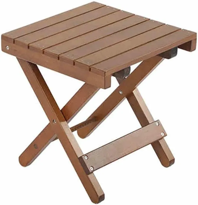 12 Inch Wooden Folding Step Stool, Portable Shower Foot Rest Stool Bath Chair, Collapsible Fishing Stool for Outdoor Camping Bathroom Sauna Kitchen Patio Garden(Walnut)