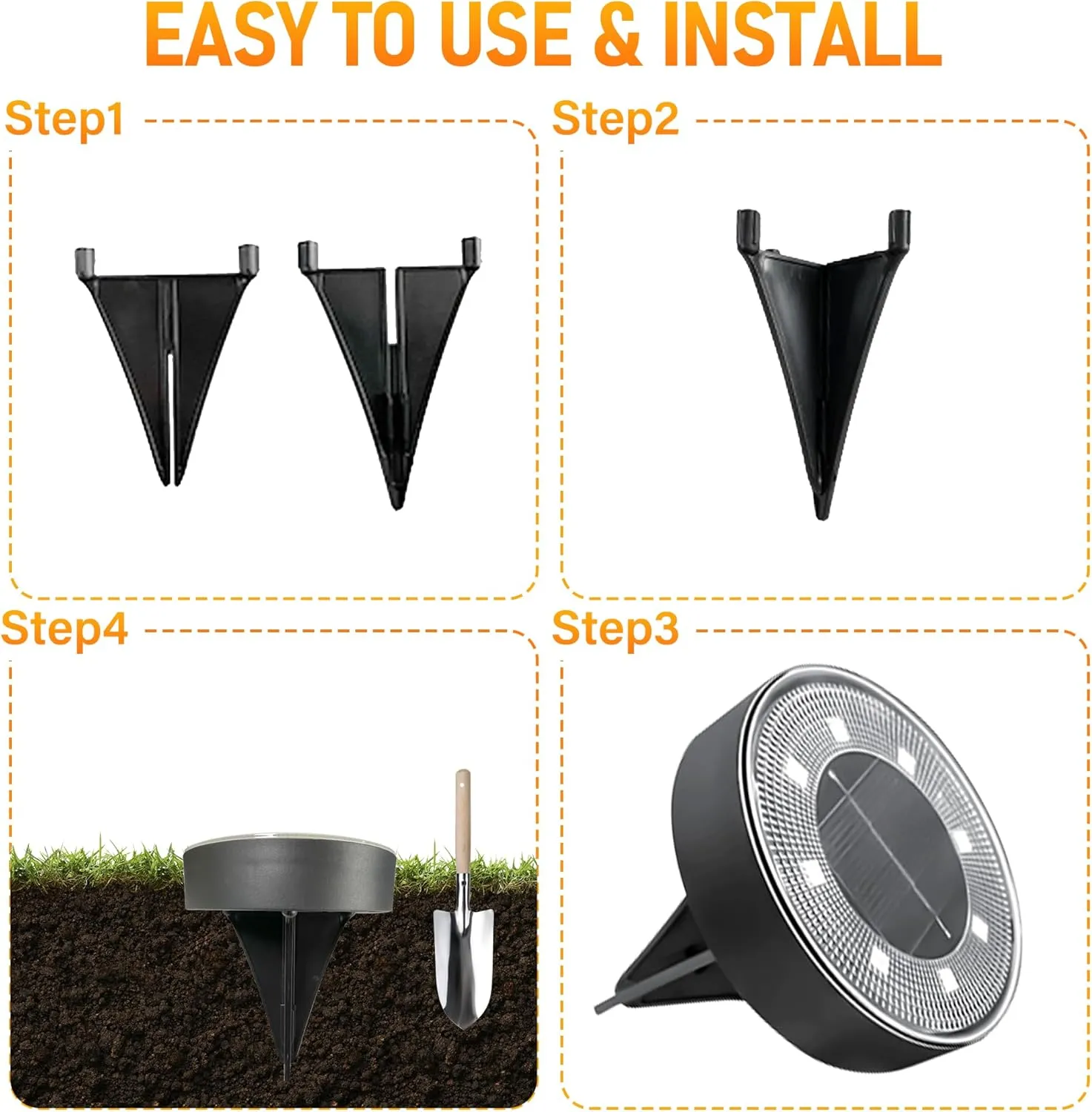 12 Packs Solar in-Ground Lights 2025, IP68 Waterproof 8 LED Bright Solar Light Outdoor Upgrade Ground Light for Patio Pathway Yard, Paths, Decks, Outdoor Lights (Warm Light)