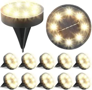 12 Packs Solar in-Ground Lights 2025, IP68 Waterproof 8 LED Bright Solar Light Outdoor Upgrade Ground Light for Patio Pathway Yard, Paths, Decks, Outdoor Lights (Warm Light)