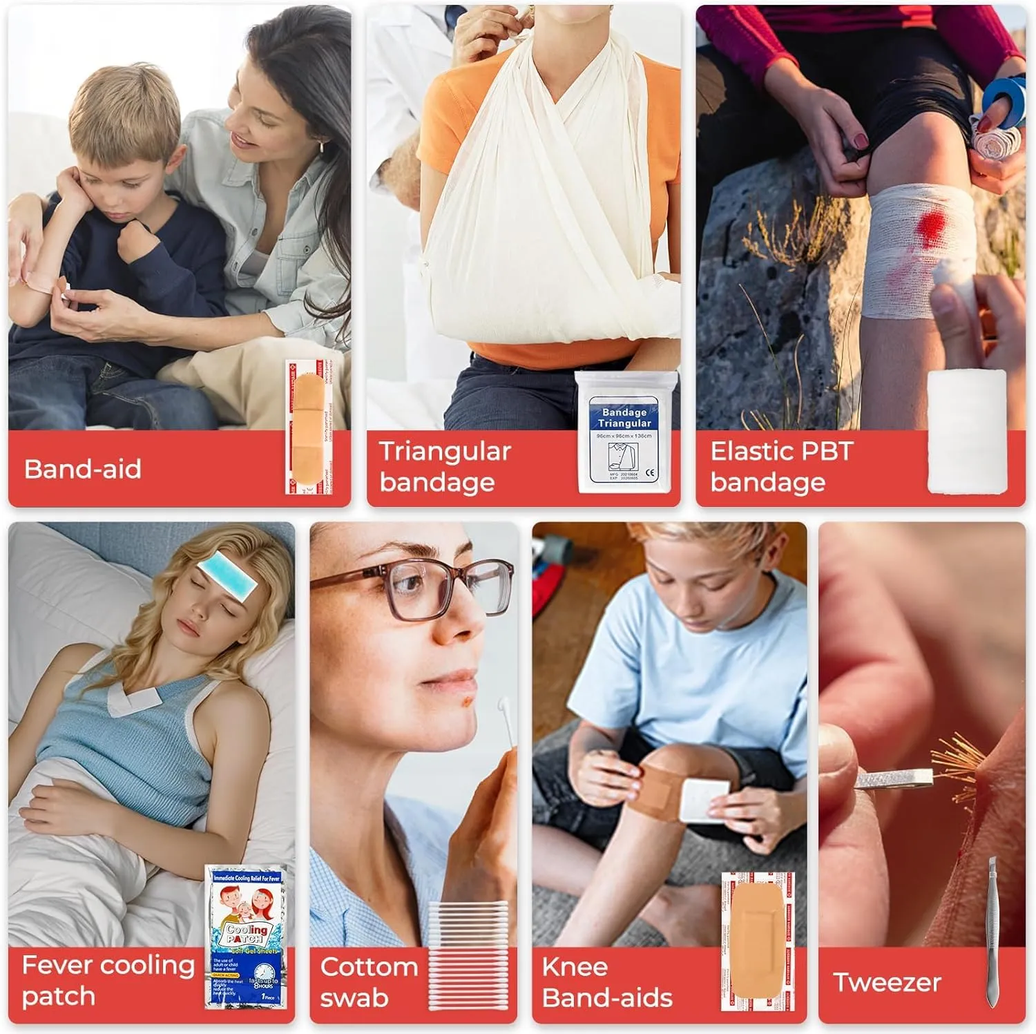 120-Piece First Aid Kit for Travel,Car & Emergency Survival - Compact Waterproof Medical Supplies with Trauma Bandages,Burn Gel & Fever Cooling Patch | Portable for Camping,Hiking,Sports(Orange)