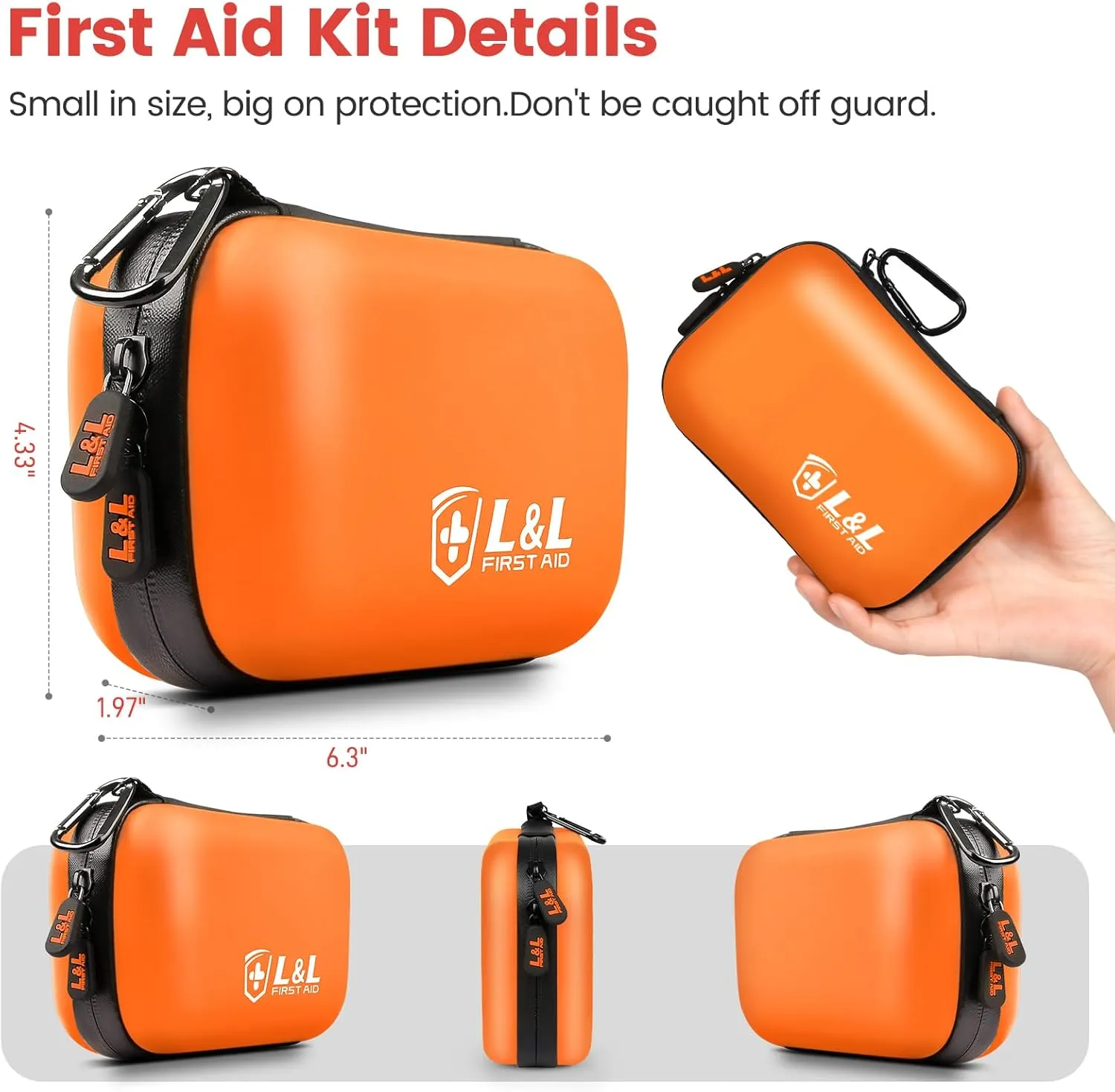 120-Piece First Aid Kit for Travel,Car & Emergency Survival - Compact Waterproof Medical Supplies with Trauma Bandages,Burn Gel & Fever Cooling Patch | Portable for Camping,Hiking,Sports(Orange)