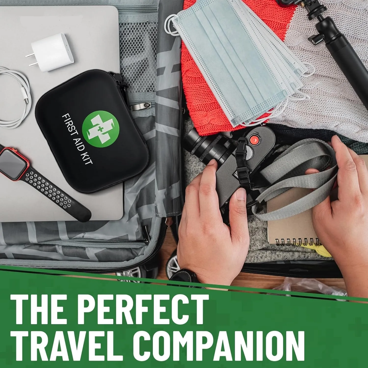 120-Piece Travel First Aid Kit – Compact Emergency Medical Kit for Camping, Hiking, Boating, Car, Dorm, Survival Gear & Emergency Preparedness Supplies