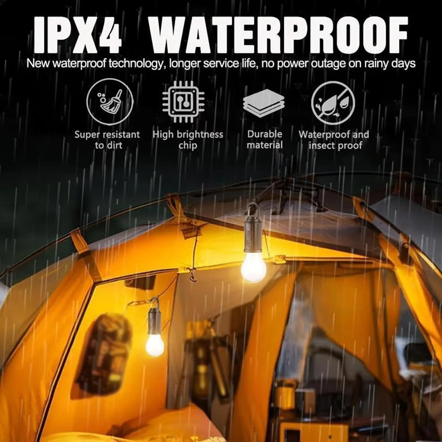 1/2/4 Pcs Shineshore Solar Rechargeable Hooked Camping Ligh, Solar Tent Lights USB Rechargeable LED Camping Lantern for Camping, Emergencies, Waterproof (Spherical, 4)