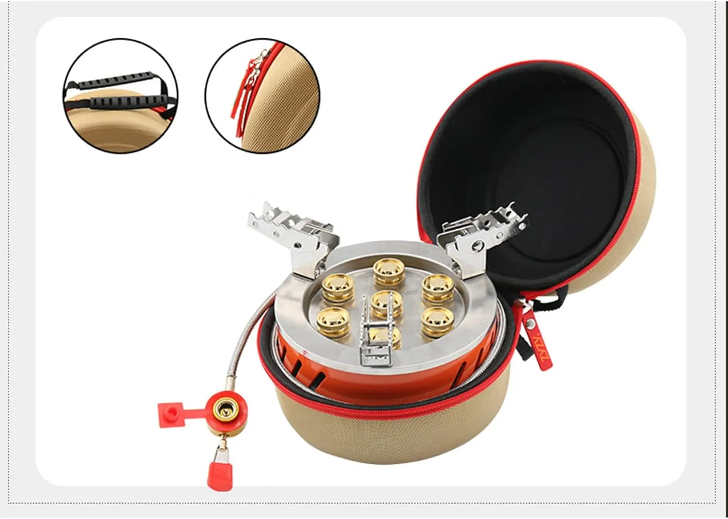 17800W Ultralight Portable Wind-Resistance Camp Stove Adjustable Camping Stoves Backpacking Stove with Piezo Ignition for Outdoor Camping/Hiking/Mountaineering Cooking,D