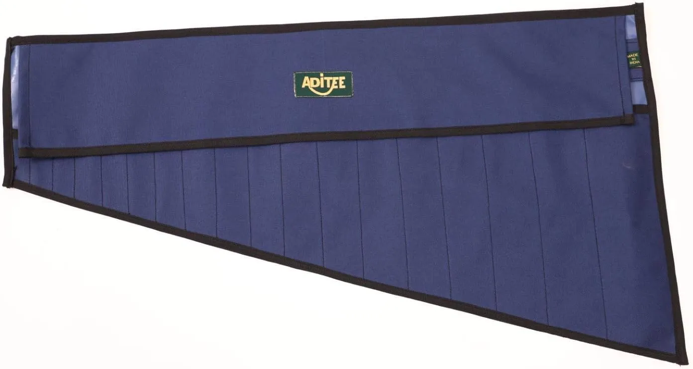 18 Pocket Wrench & Tool Roll Up Pouch Organizer Bag Handmade Waterproof PVC Laminated Ballistic Polyester Canvas for Craftsman Gear Drive Users Ready Portable Storage Round Easy Grip | (Navy Blue)
