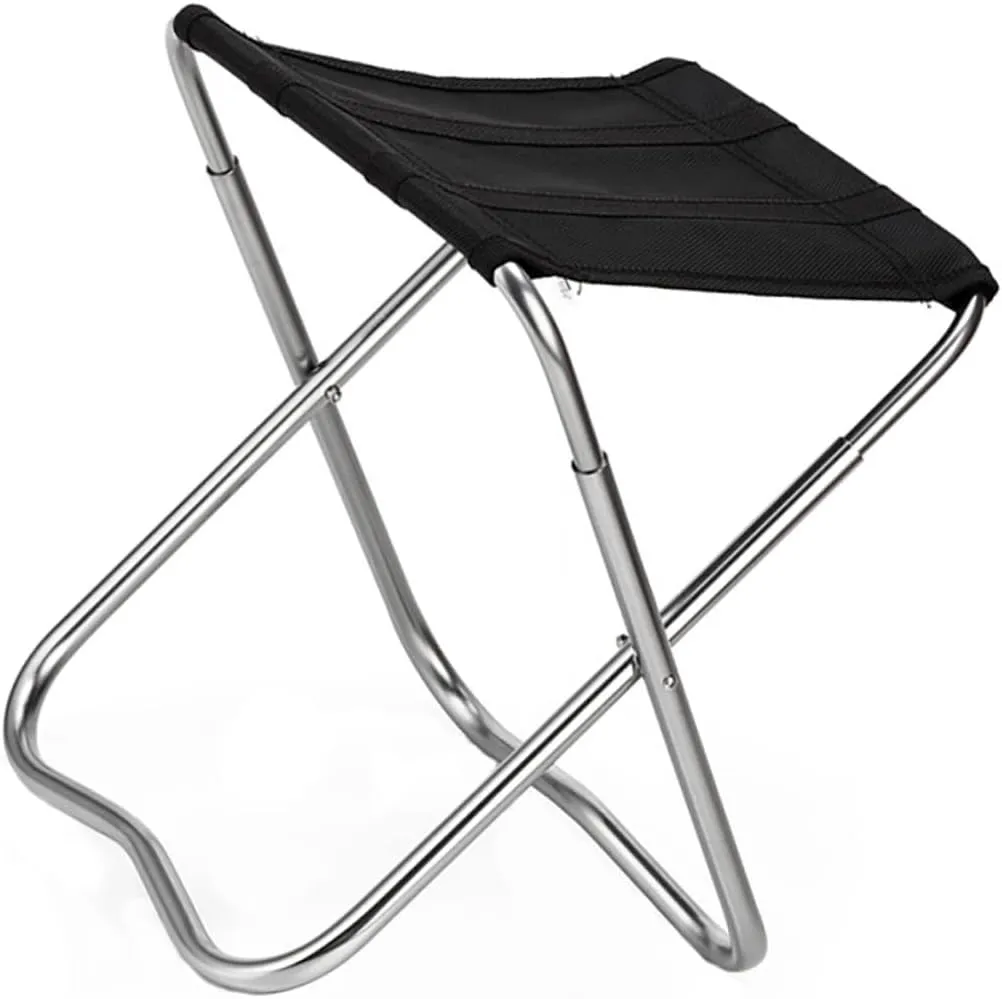1pc Folding Fishing Chair Portable Outdoor Stool Alloy Frame Lightweight and Compact Design for Fishing Hiking Picnics and Beach Trips Black