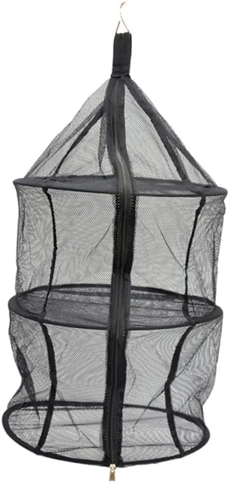 1Pc Folding Hanging Mesh Net for Outdoor Picnic and Camping Lightweight Storage Rack for Tableware Food Drying and Organizing for Fishing and Traveling Black