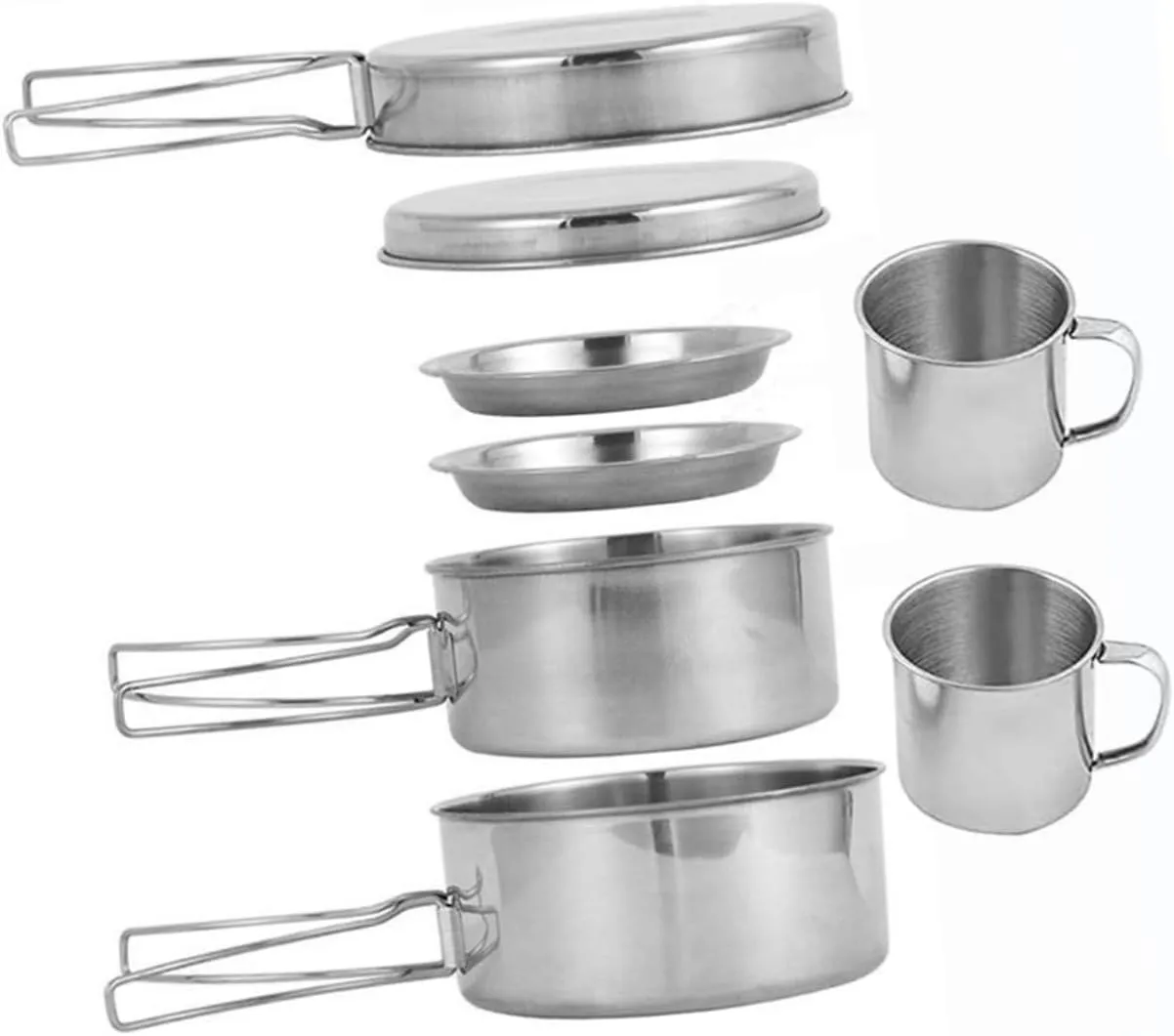 1set Multi-use Camping Cookware Portable Outdoor Cooking Pot Pan Handles for Hiking Picnics Lightweight Compact