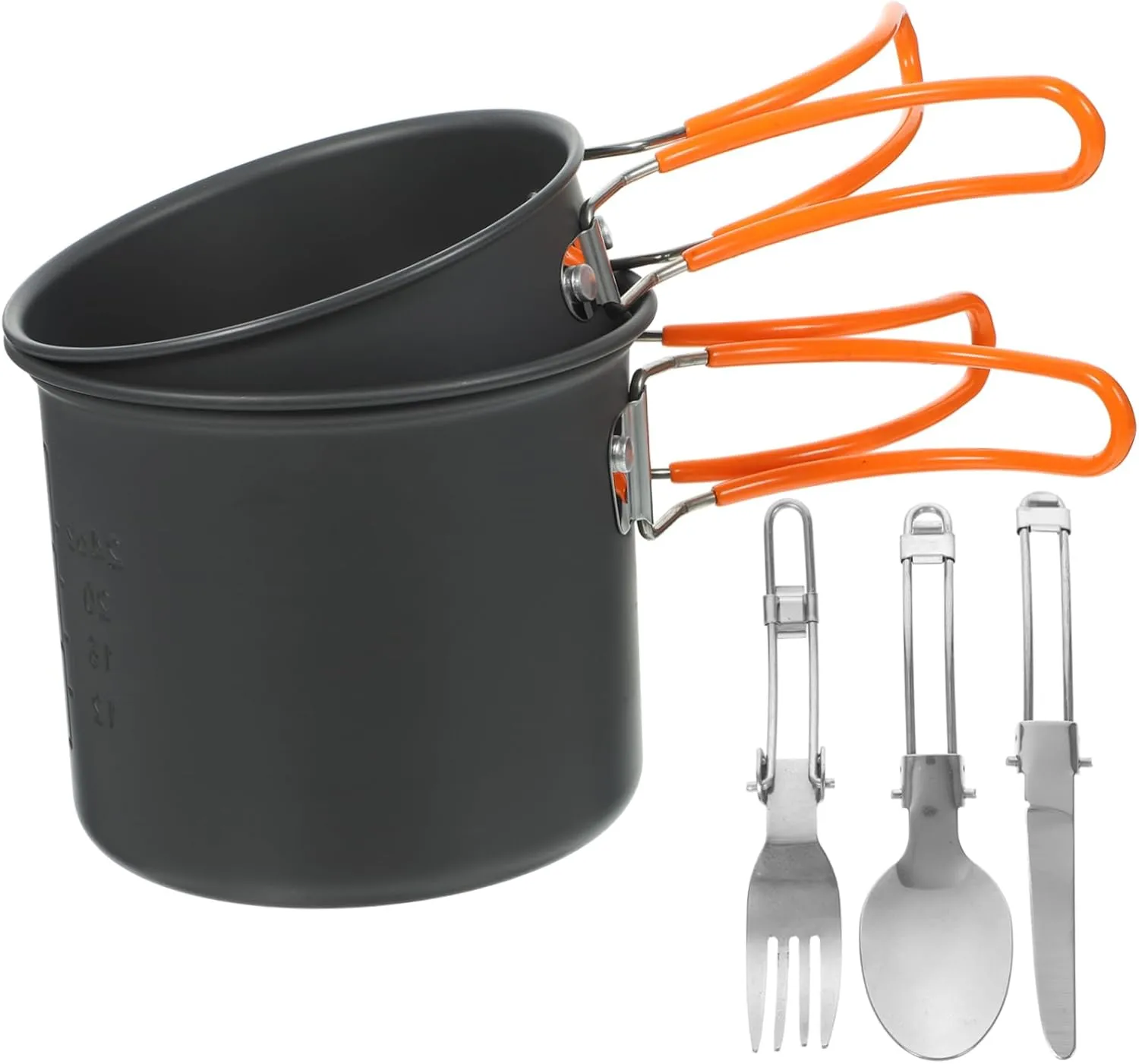 1set Outdoor Metal Cookware Camping Hiking Backpacking Lightweight Portable Camping Pots and Pans Kit Frying Pan Stew Pot Plates Cups for Outdoor Cooking