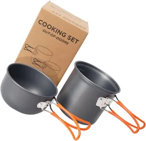 1set Portable Folding Pot Kit for Outdoor Camping Cooking Supplies Lightweight -Skid Handle Cookware for Picnics and Travel