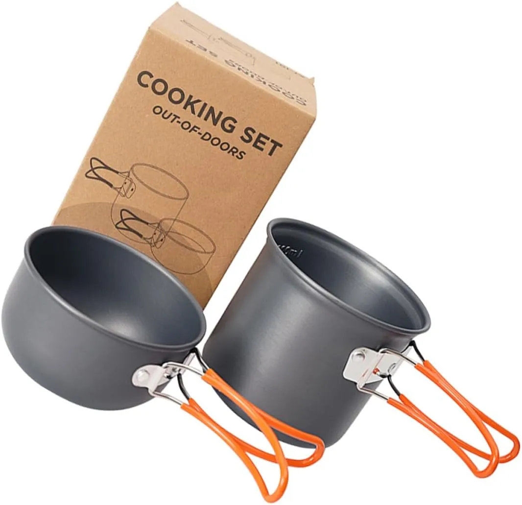 1set Portable Folding Pot Kit for Outdoor Camping Cooking Supplies Lightweight -Skid Handle Cookware for Picnics and Travel