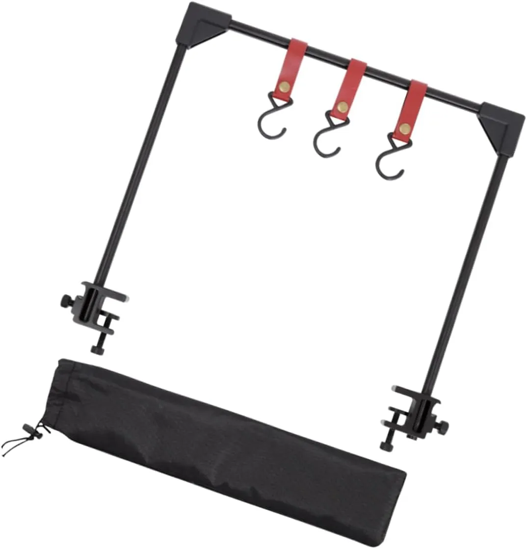 1set Versatile Camping Desktop Hanger Aluminum Alloy Outdoor Rack Detachable Design for and Installation for Camping Supplies Black