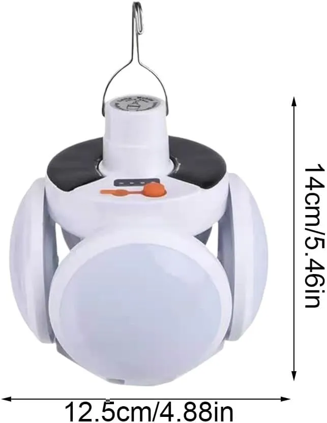 2 in 1 Folding Solar Lamp with Remote Control,USB Rechargeable Foldable LED Lights for Outdoor,Portable Tent Lamp with 5 Light Modes,Tent Light Bulb for Outdoor Hiking Fishing Emergencies Indoor Use