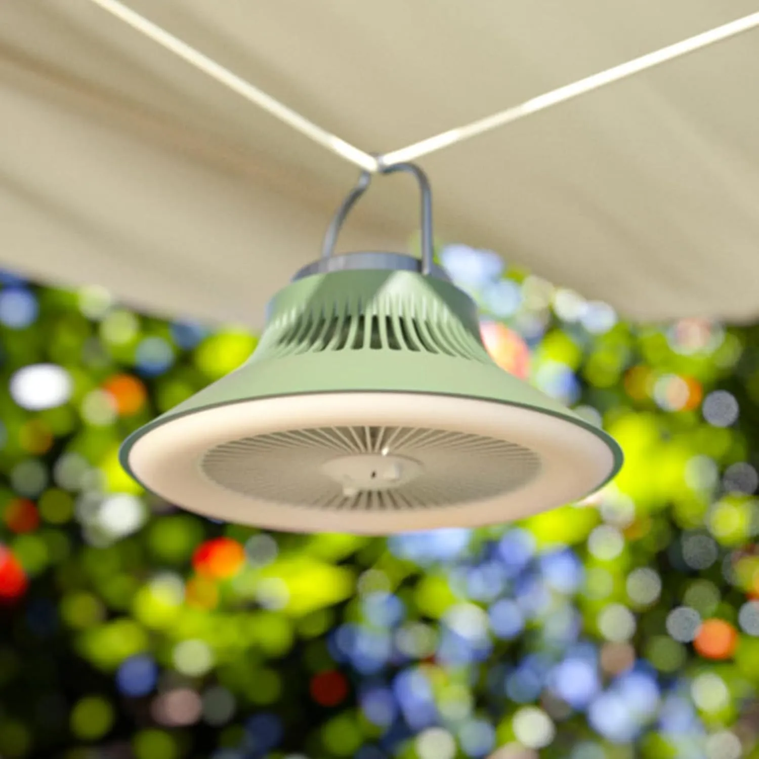 2 In 1 LED Camping Fan Multifunction Lighting Electric Fan Hanging Tent Lamps Rechargeable Fan Light 2400/5000mAh, White