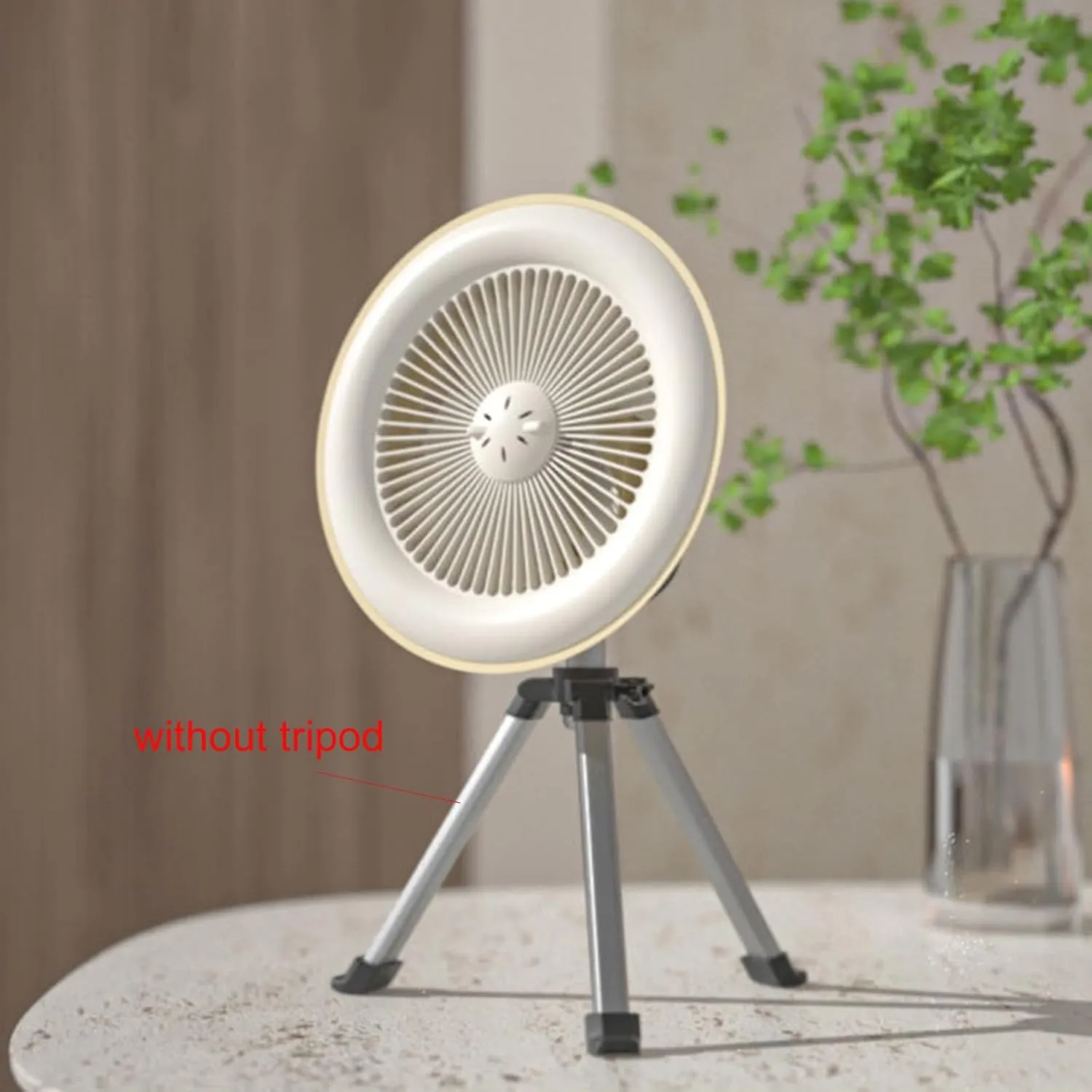 2 In 1 LED Camping Fan Multifunction Lighting Electric Fan Hanging Tent Lamps Rechargeable Fan Light 2400/5000mAh, White