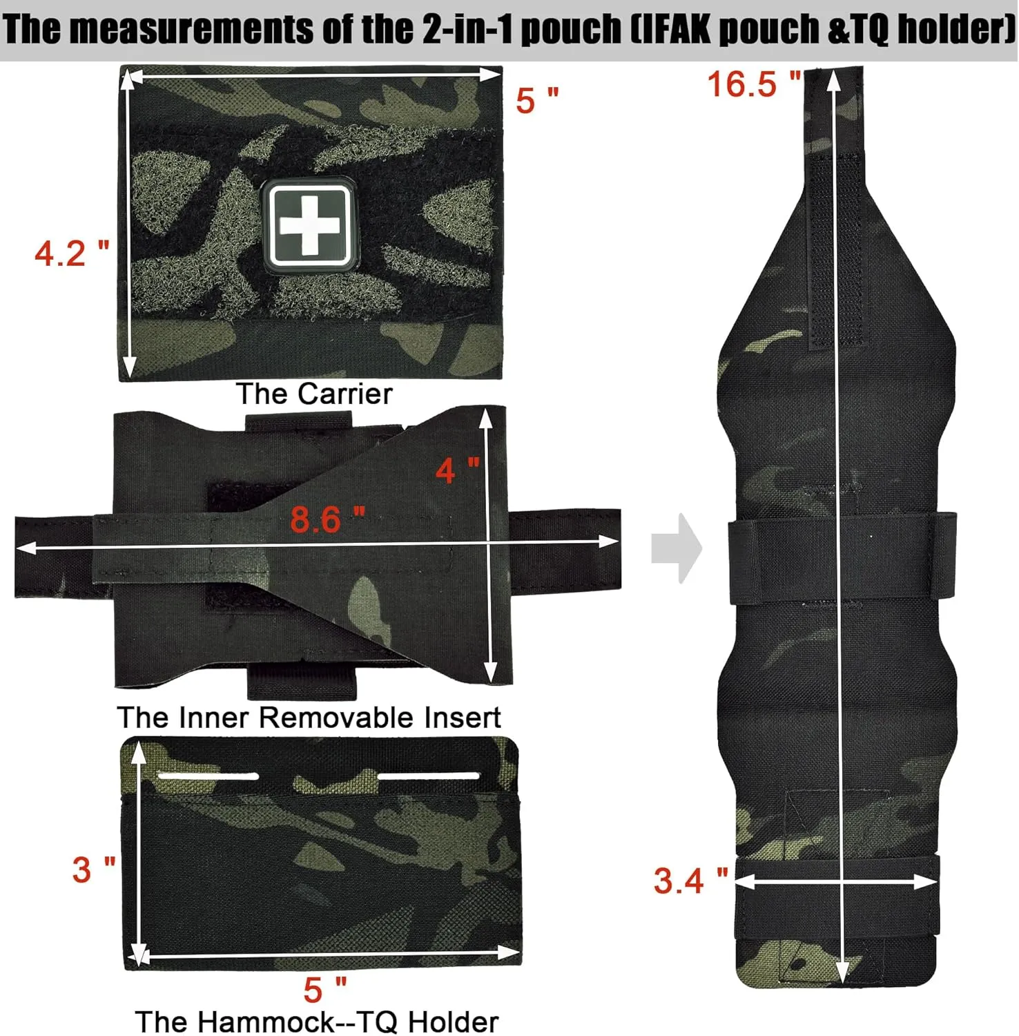 2-in-1 Micro Med Kit Med Pouch Tactical Mini First Aid Pouch Empty Small IFAK Pouch Compact Med Pouch EDC Bag with Tourniquet Holder |MOLLE Belt IFAK Micro Trauma Kit Pouch