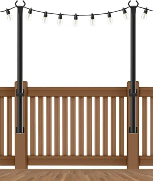 2 Pack 5 Ft Hangingfor String Light Poles with Fixing Clips and Suspended Base,Freestanding Outdoor Light Poles for Deck Bistro