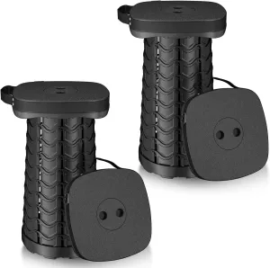 2 Pack Folding Camping Stool - Square Collapsible Portable Telescoping Stool for Fishing, Hiking, BBQ - Sturdy Lightweight Foldable, Max Load 485lb