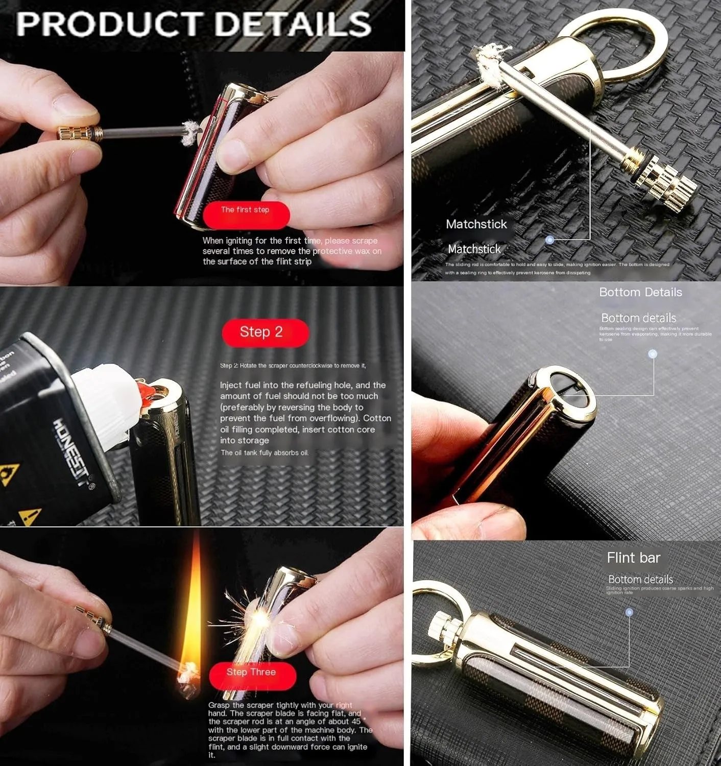 2 Pack Permanent Match lighters for Camping ， Reusable Match ，Forever Flint Fire Starter for Outdoor Survival, for Men(8)